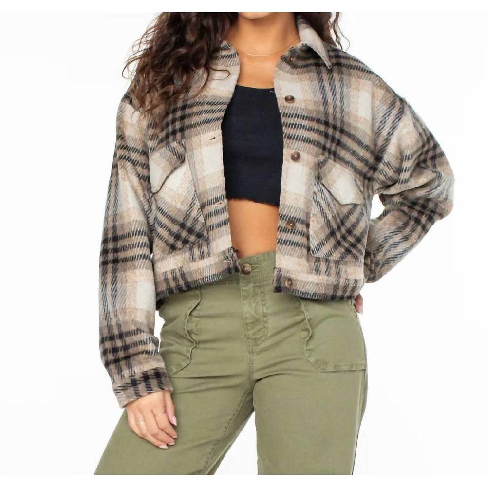 NEW ROXY township plaid jacket in brown